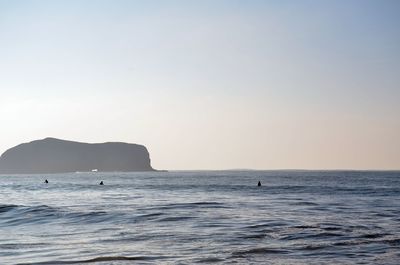 Scenic view of sea against clear sky