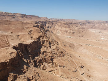 Scenic view of desert against clear sky