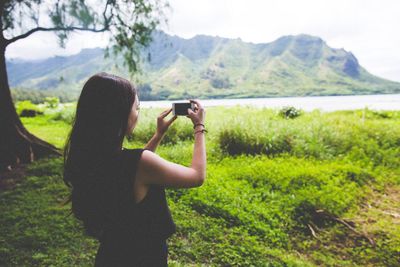Woman looking at landscape