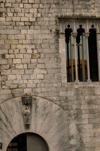 Low angle view of old building wall