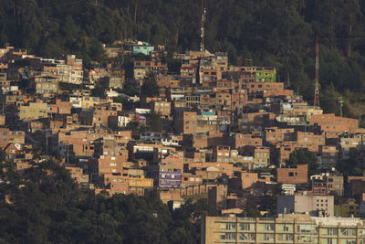 High angle view of buildings in city