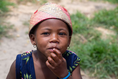 Portrait of cute girl looking away