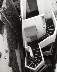 High angle view of staircase by building