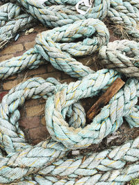 High angle view of rope on footpath