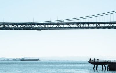 Suspension bridge over river