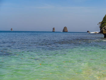 Scenic view of sea against clear sky