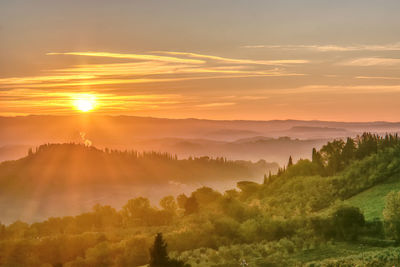 Scenic view of landscape against sky during sunset