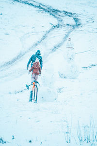 Full length of person skiing on snow