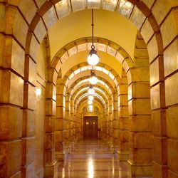 Interior of illuminated building
