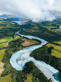 Turquoise braided river of rakaia gorge, new zealand