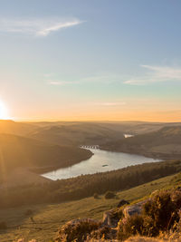 Scenic view of landscape against sky during sunset