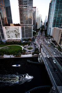 High angle view of city street