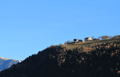 View of landscape against clear blue sky