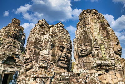 The bayon richly decorated khmer buddhist temple at angkor in cambodia