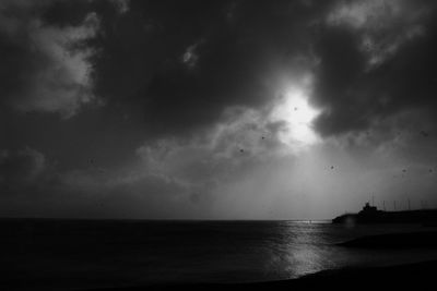 Scenic view of sea against cloudy sky