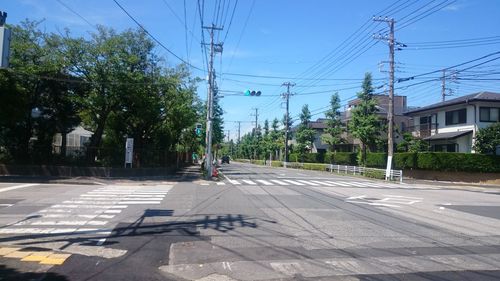 Railroad track passing through city