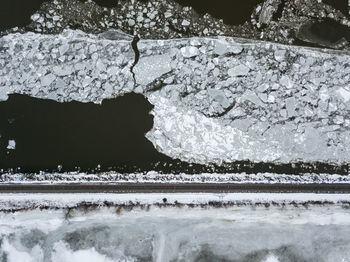 Close-up of frozen water