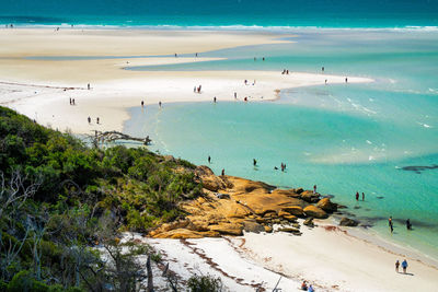 High angle view of people on beach