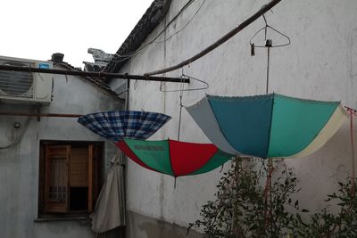 Clothes hanging on built structure