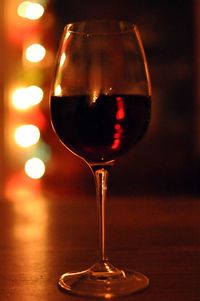 Close-up of wineglass on table