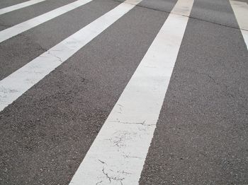 High angle view of zebra crossing on road