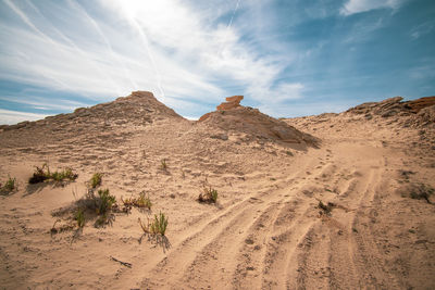 Scenic view of desert against sky