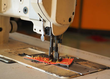 Close-up of sewing machine