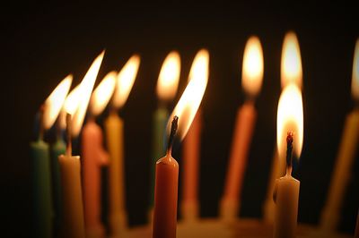 Close-up of burning candles