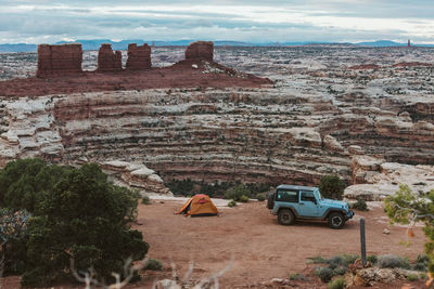 Car campsite on the edge of the maze with views of the chocolate drops