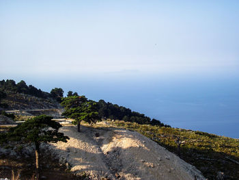 Scenic view of sea against clear sky