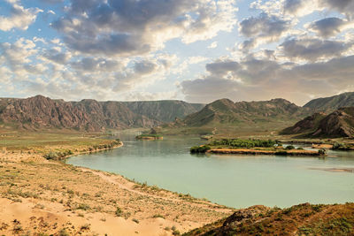 Scenic view of lake against sky