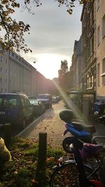 Cars parked on street in city