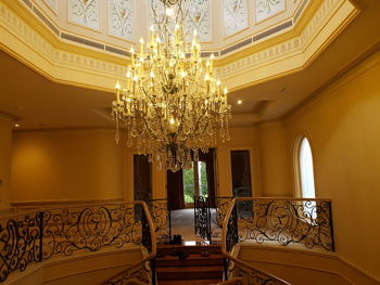 Low angle view of chandelier