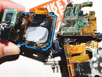 Close-up of hand holding camera