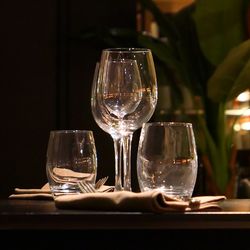 Close-up of wine glass on table