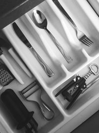 High angle view of computer keyboard on table