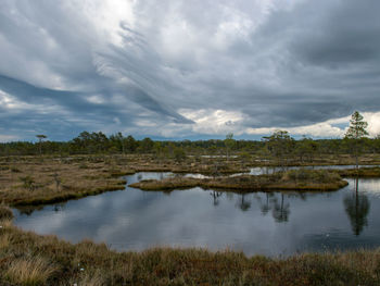 Scenic view of lake against sky