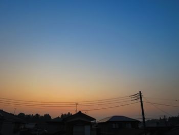 Silhouette buildings against clear sky during sunset