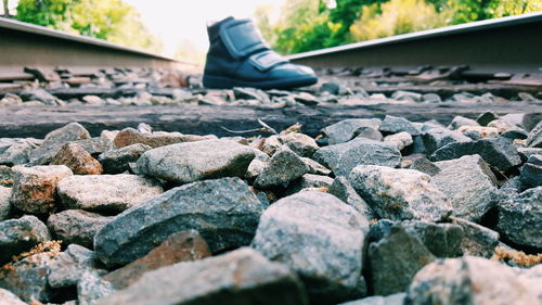 Shoe on railroad track