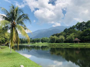 Scenic view of lake against sky