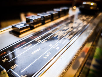 Close-up of piano keys