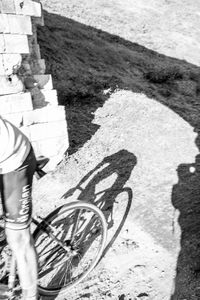 Shadow of bicycle on road