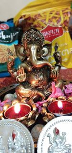 Close-up of statue in temple