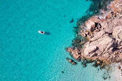 High angle view of blue sea