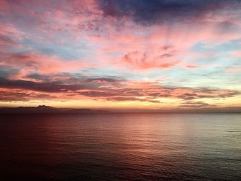 Scenic view of sea against dramatic sky