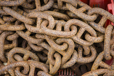 Full frame shot of rusty metal chain