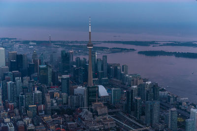 High angle view of buildings in city