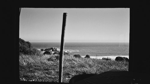 Scenic view of sea against clear sky