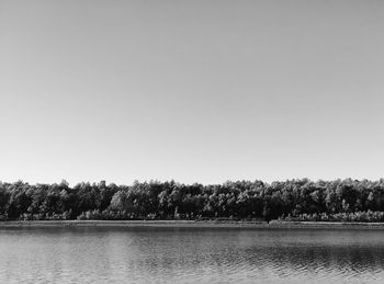 Scenic view of lake against clear sky
