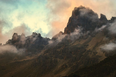 Panoramic view of majestic mountains against sky